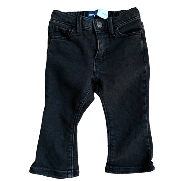 Old Navy Flare Leg Black Wash Toddler Baby Girl Jeans 18-24M Adjustable Waist - Picture 1 of 3